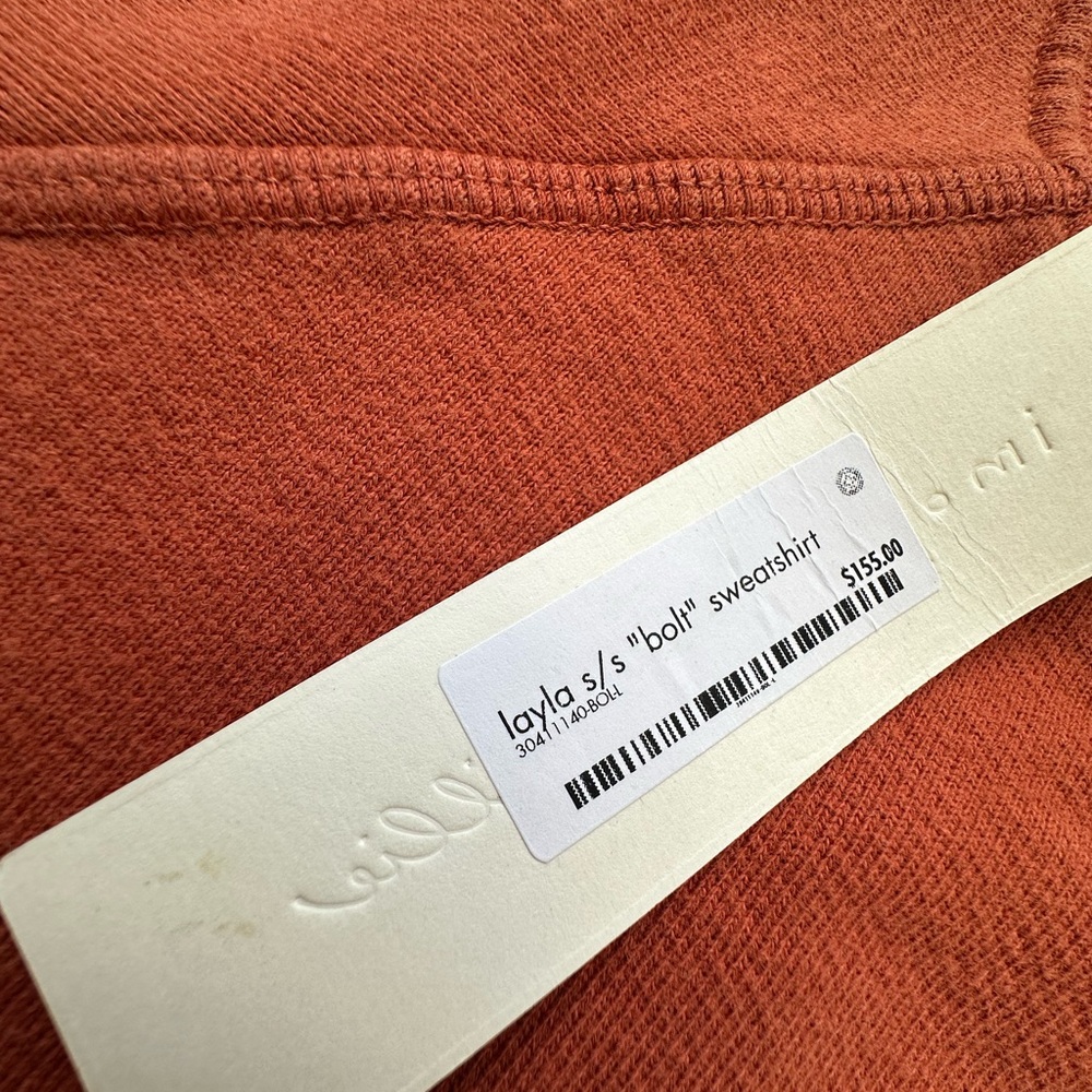 imogene + willie women’s Burnt Orange short sleeve bolt sweatshirt large NWT - Picture 5 of 10